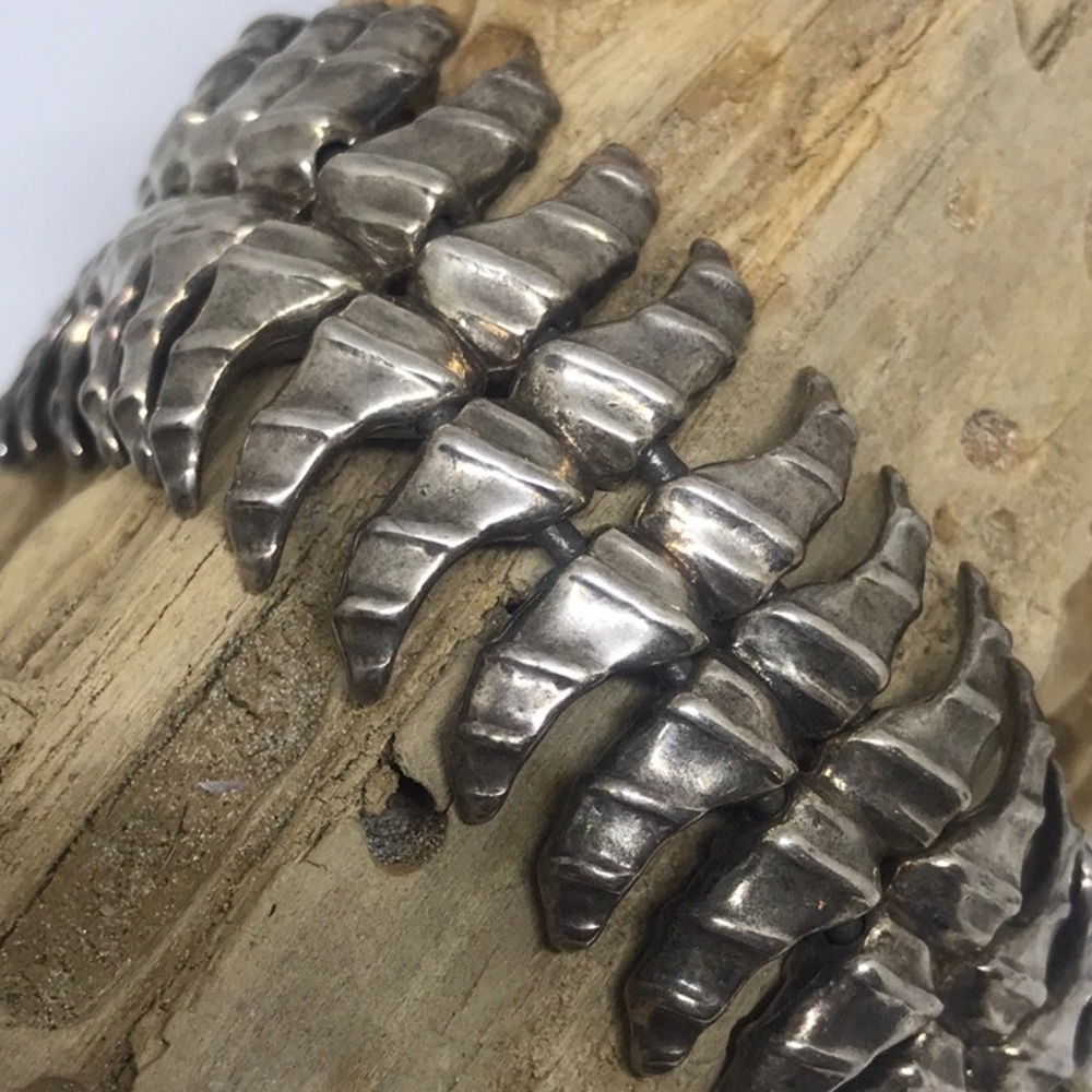Uno De 50 Wide Silver Horn Leather Clasp Heavy Signed Bracelet Jewelry